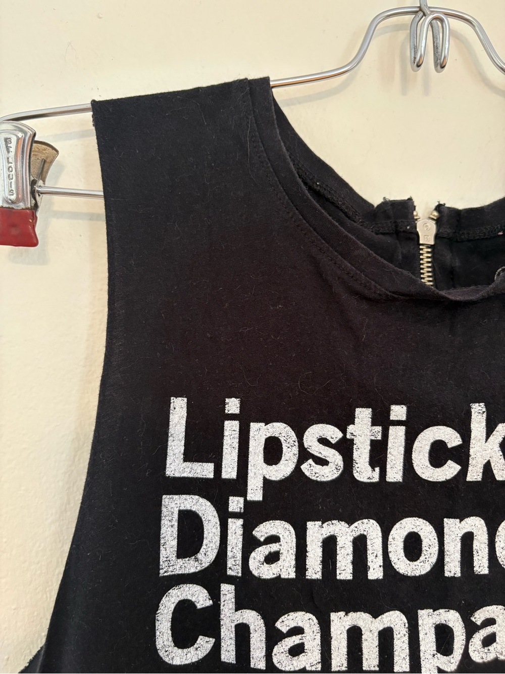 Betsey Johnson Black Muscle Tank Top - Lipstick & Diamonds Print - Picture 3 of 5